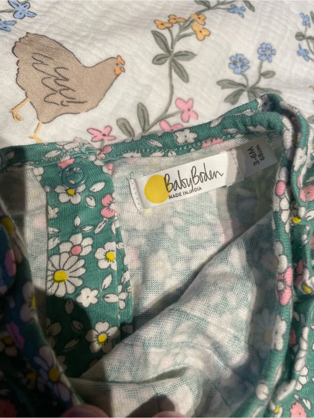 EUC Baby Boden Floral Dress and Tights 3-6 months